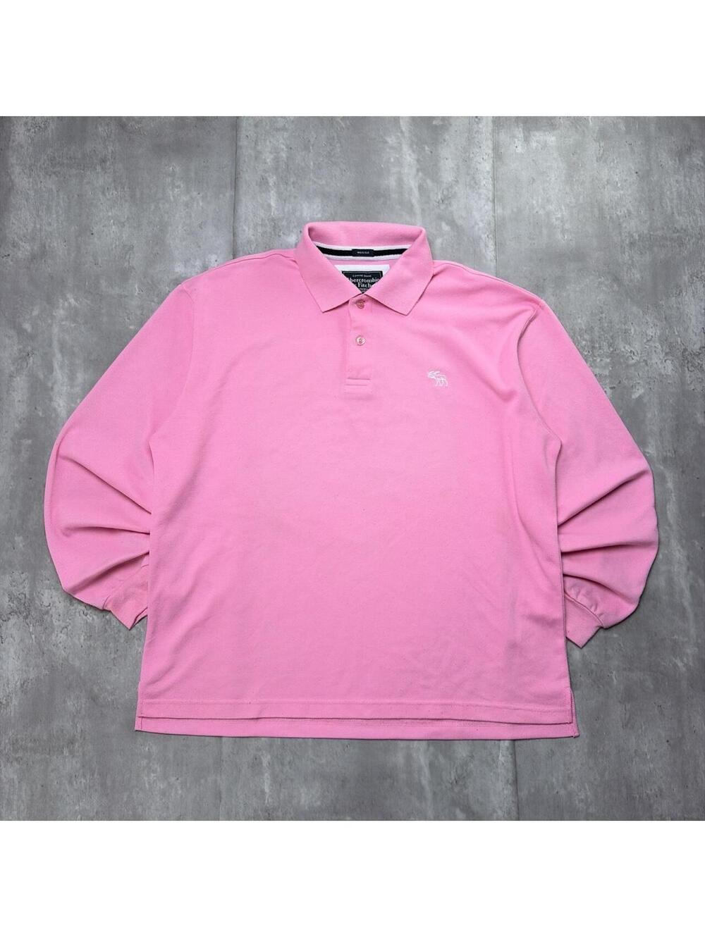 Y2K Pink Abercrombie & Fitch Grunge Long Sleeve Polo Shirt